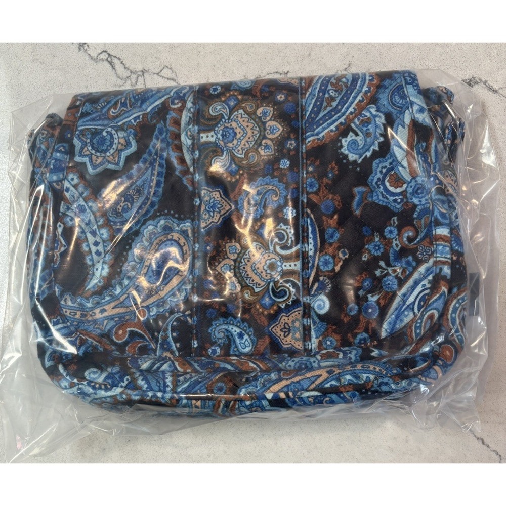 Stephanie Dawn Crossbody Hipster Bag Mocha Paisley Quilted Cotton Blue USA Made. - Picture 11 of 12